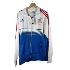Adidas Team GB Olympic Anthem Track Jacket Mens XL White Blue X13107 NEW